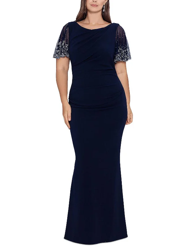 Save More with Every Purchase!Plus Womens Gathered Maxi Evening Dress