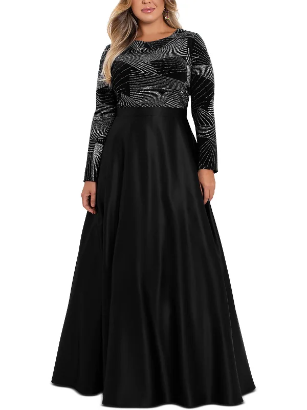 Unbeatable Prices!Plus Womens Satin Glitter Evening Dress