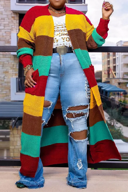 Your Shopping Spree Starts Here!Rainbow Striped Feminine Cardigan