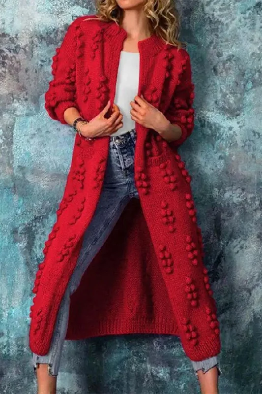 Buy One, Get One Free!Solid Color Cute Pom Poms Cardigan