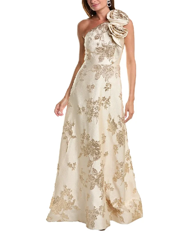 Save Up to 50% Off!Teri Jon by Rickie Freeman Metallic Jacquard Gown