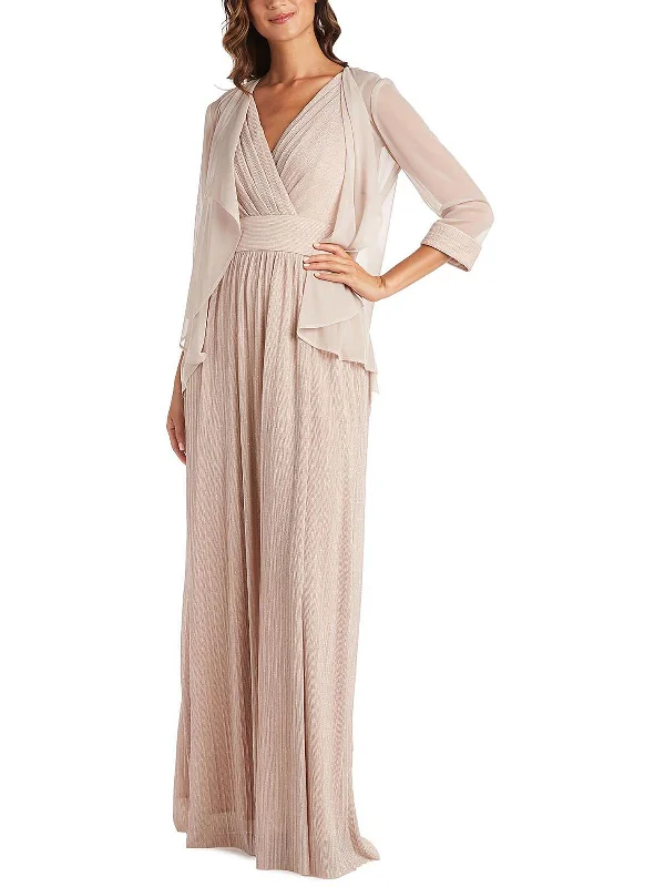 Get Ready to Save!Womens 2PC Metallic Evening Dress