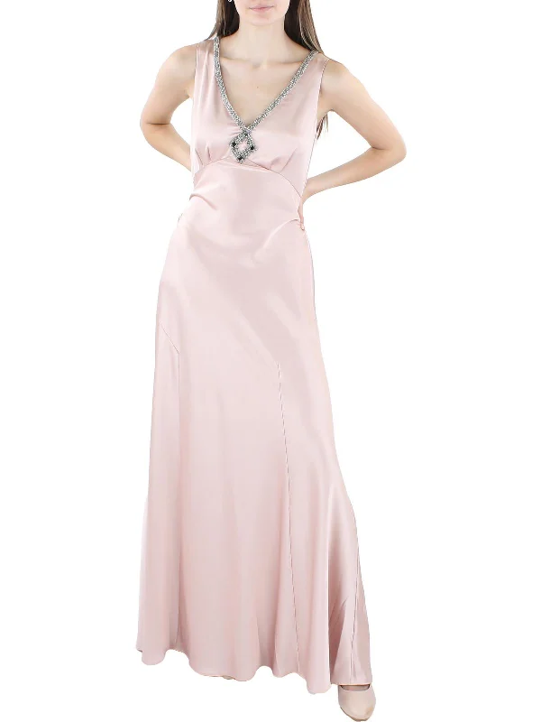 Save Like Never Before!Womens Beaded neckline V-neck Evening Dress