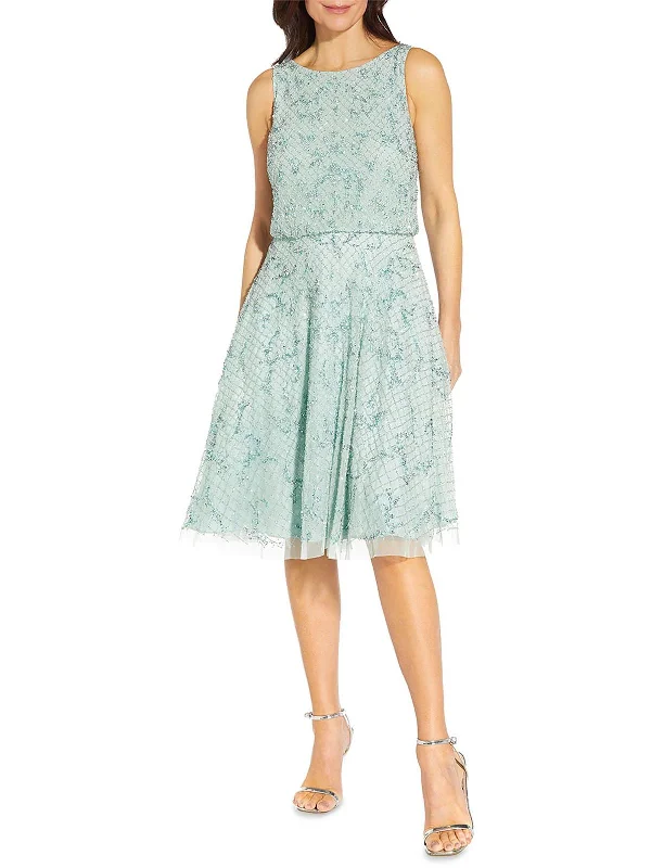 Limited Time Offer!Womens Boat Neck Knee-Length Cocktail and Party Dress