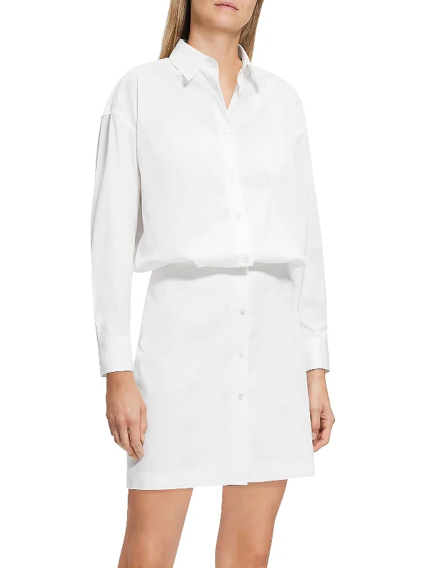 Hot Deals You Can’t Resist!Womens Collared Short Shirtdress