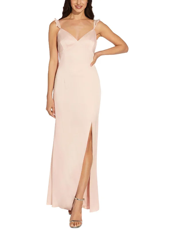 Upgrade for Less!Womens Crepe Ruffled Evening Dress