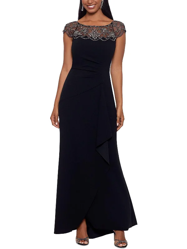 Limited Stock Available!Womens Embellished Illusion Evening Dress