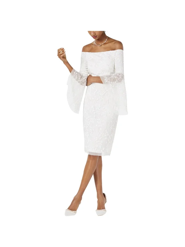 Biggest Sale of the Season!Womens Embellished Off-The-Shoulder Cocktail Dress