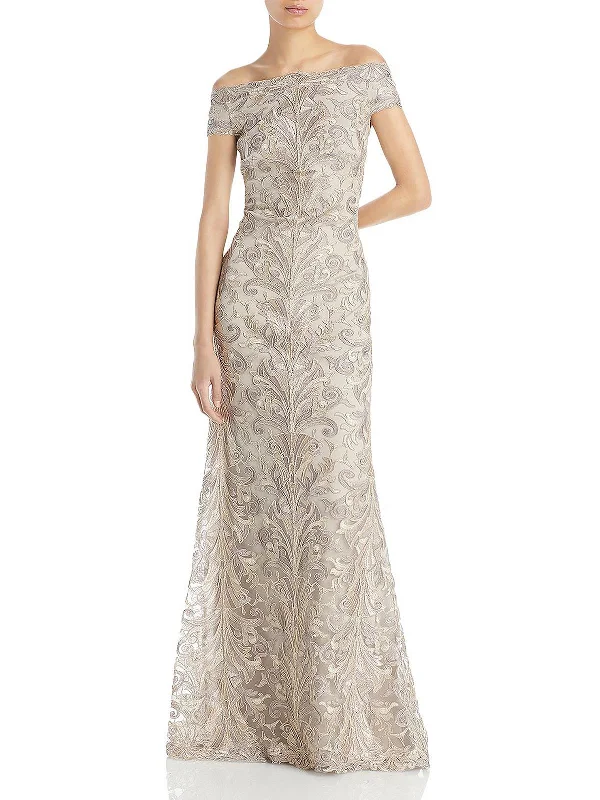 Your Shopping Spree Starts Here!Womens Embroidered Lace Evening Dress