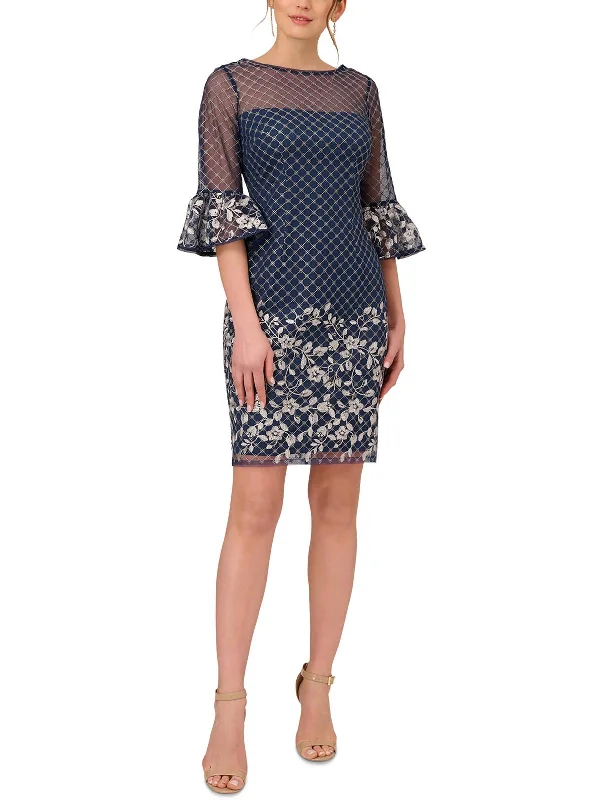 Save More When You Shop More!Womens Embroidered Polyester Sheath Dress