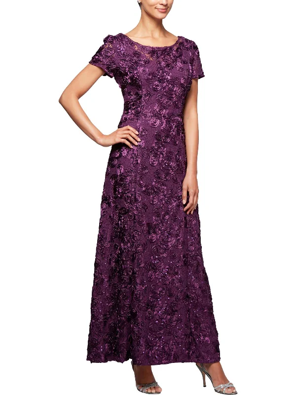 Savings You Can’t Ignore!Womens Lace Overlay Embroidered Evening Dress