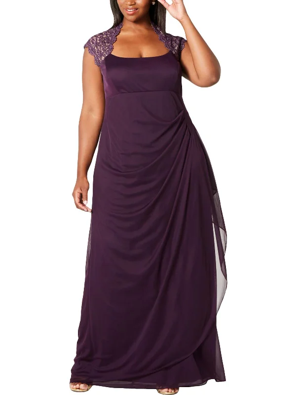 Today’s Deals, Tomorrow’s Regrets!Womens Lace Trim Gathered Evening Dress