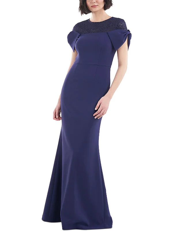 Limited Deals, Unlimited Savings!Womens Lace Trim Knot Sleeve Evening Dress