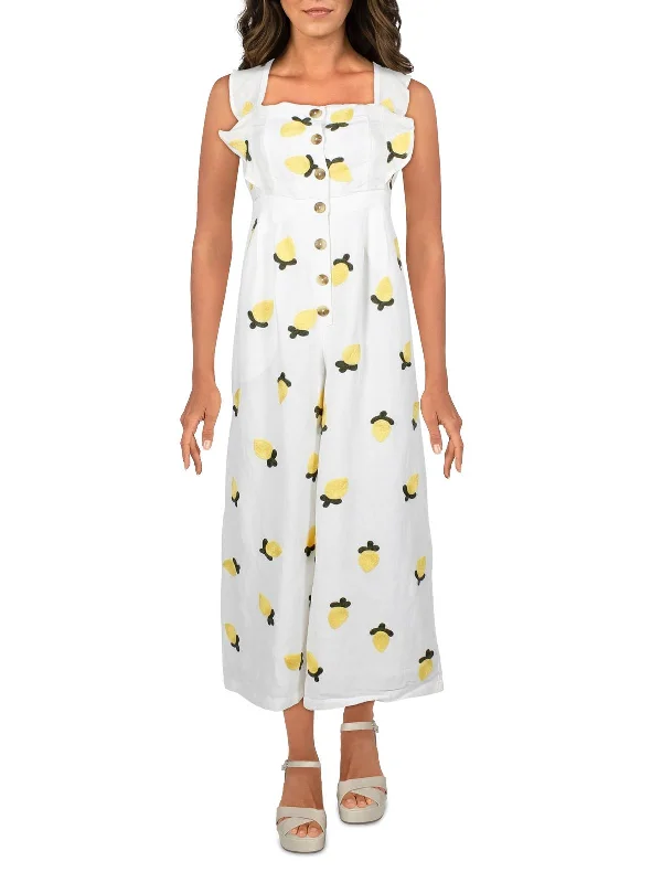 Enjoy Huge Discounts Now!Womens Linen Blend Embroidered Lemons Sundress
