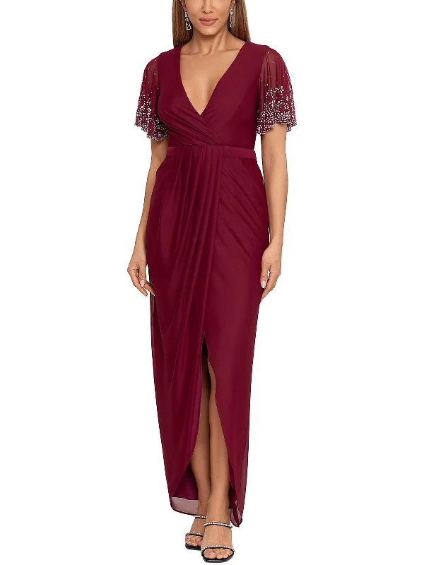 Shop Today, Save Tomorrow!Womens Mesh Embellished Evening Dress