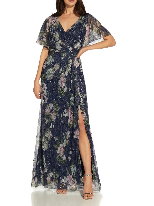 Enjoy Huge Discounts Now!Womens Metallic Floral Evening Dress