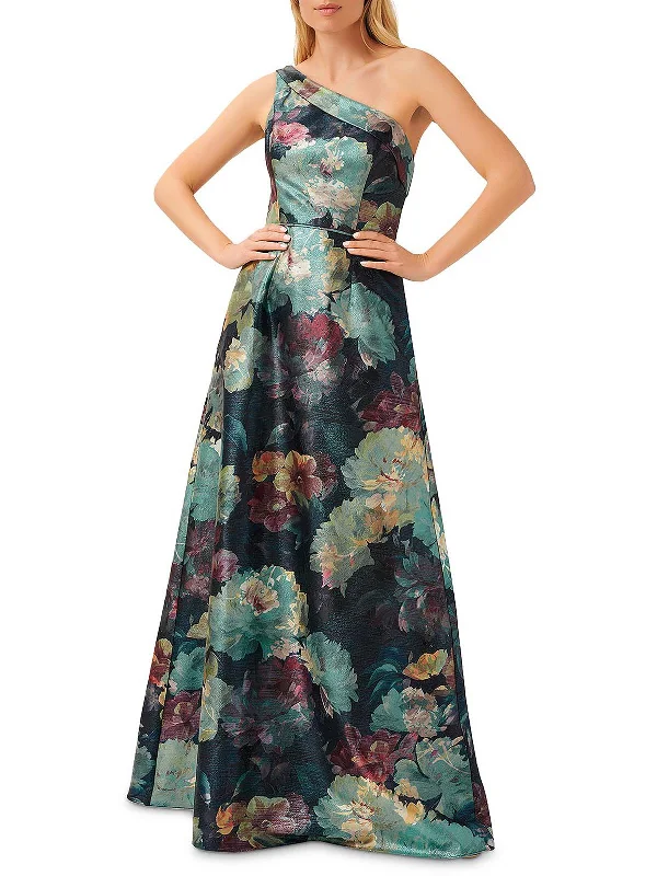 Lowest Prices Guaranteed!Womens Metallic Floral Evening Dress