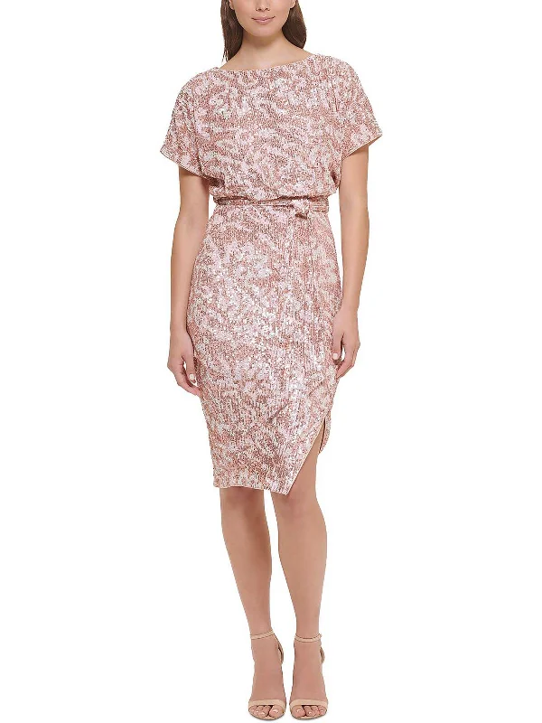 Exclusive Deals Just for You!Womens Sequined Boat Neck Sheath Dress