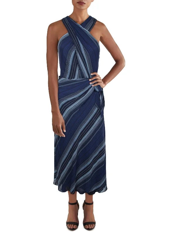 Save More Than Ever!Womens Striped Midi Fit & Flare Dress