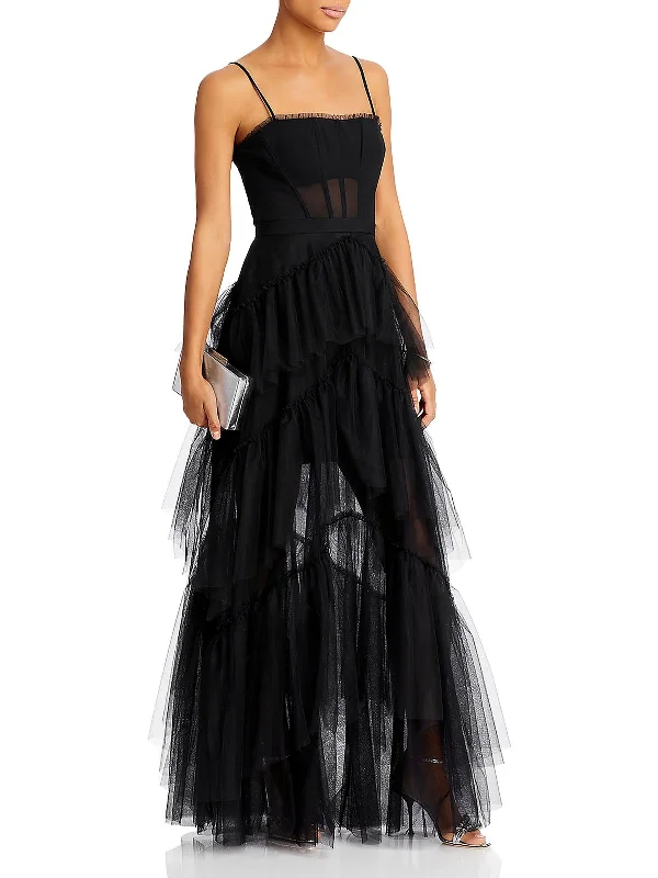 Huge Savings – Act Now!Womens Tiered Illusion Evening Dress