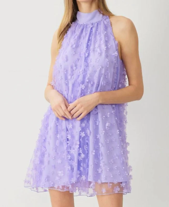 Buy One, Get One Free!3D Floral Mini Dress In Lavender