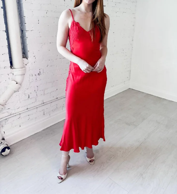 The Sale You’ve Been Waiting For!Avoco Lace Detail Midi Dress In Red