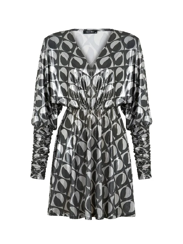 Steals and Deals Await!Batwing Sleeve Printed Mini Dress