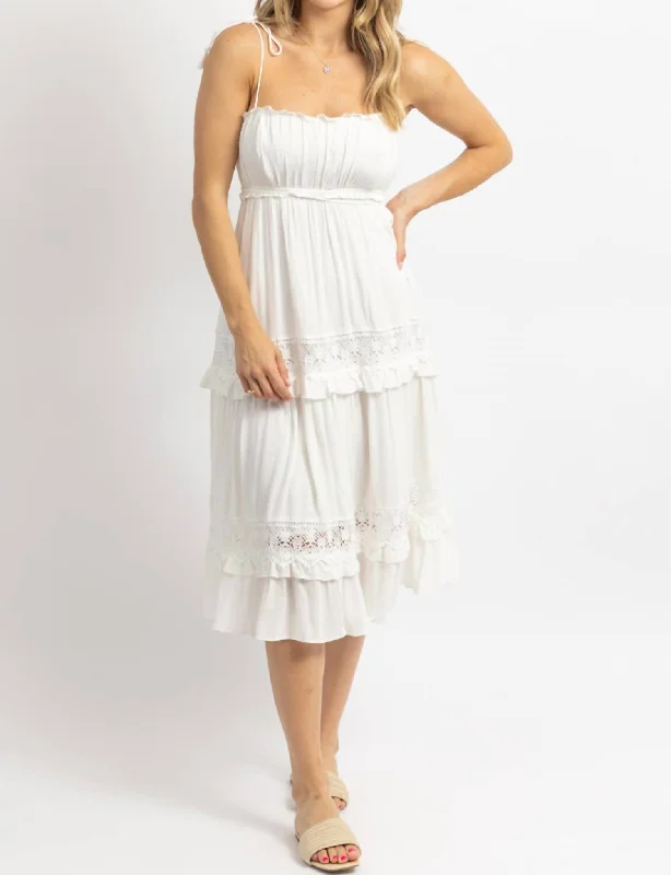 One Click Away from Big Savings!Boho Tassel Tie Midi Dress In White