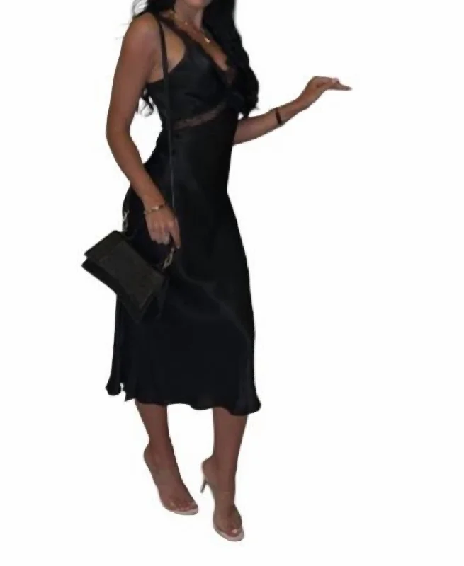 Limited Stock Available!Camille Lace Midi Dress In Black