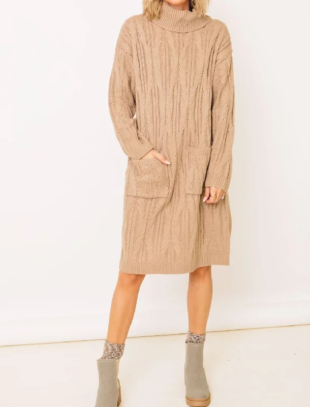 Today Only – Don’t Miss It!Coco Classy Turtle Neck Midi Dress (S-3Xl) In Beige