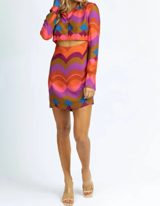 Only a Few Left – Order Now!Collared Long Sleeve Mini Dress In Multipattern