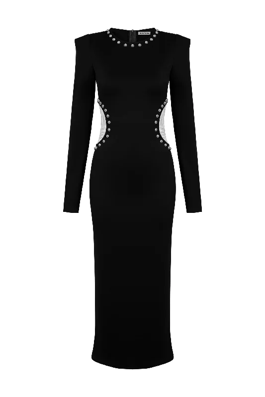 Your Exclusive Offer Awaits!Cut Out Studded Midi Dress