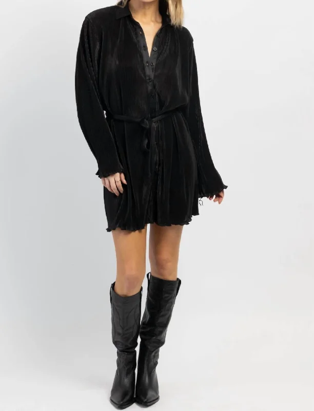 Flash Sale – Act Fast!Disco Belt Plisse Mini Dress In Black