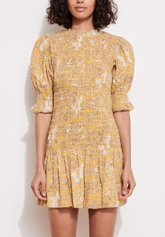 Don't Miss Out!Ditzy Smocked Mini Dress In Buttercup