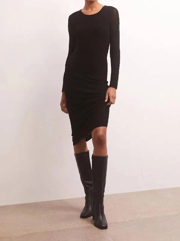Exclusive Savings This Week!Eliza Sweater Mesh Midi Dress In Black