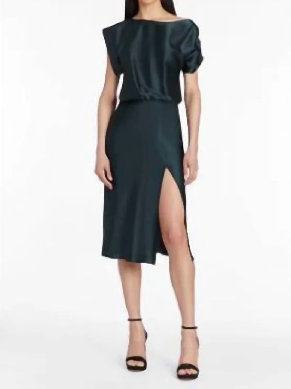 Special Offer – Act Fast!Elroy Silk Charmeuse Midi Dress In Black Forest