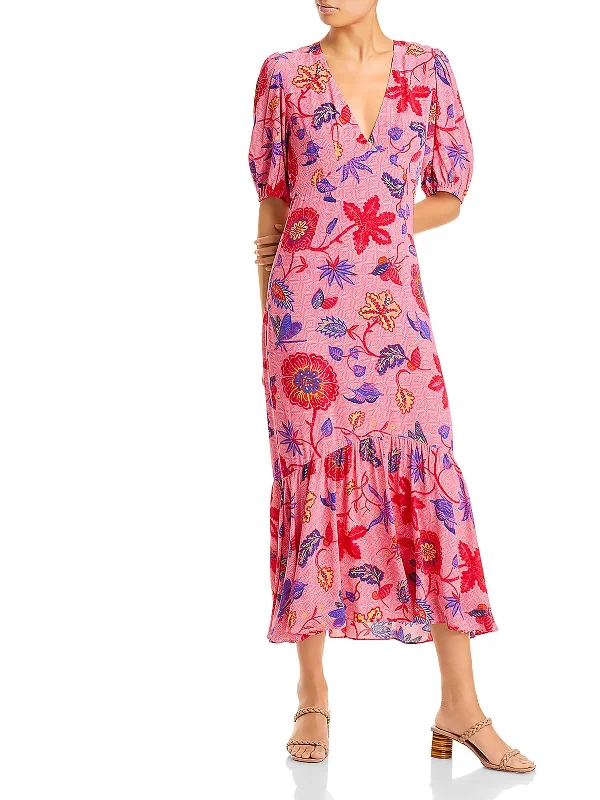 Grab Yours Before It’s Too Late!Esther Womens Floral Print Short Midi Dress