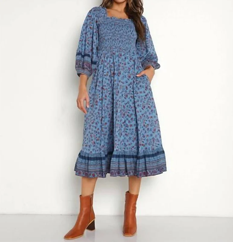 Time to Snag a Bargain!Eva Midi Dress In Lapis Block