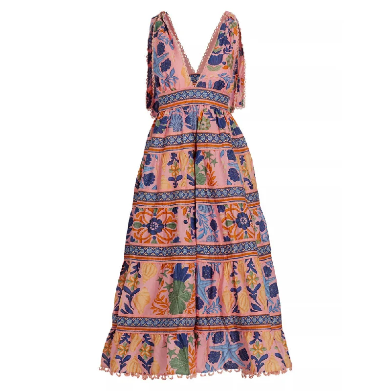 The Sale You’ve Been Waiting For!Farm Rio Women's Seashell Tapestry Tiered Midi Dress