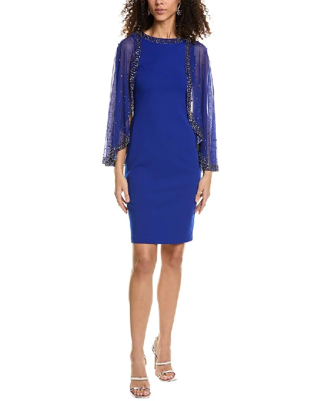 Instant Savings Await!Joseph Ribkoff Beaded Cape Mini Dress