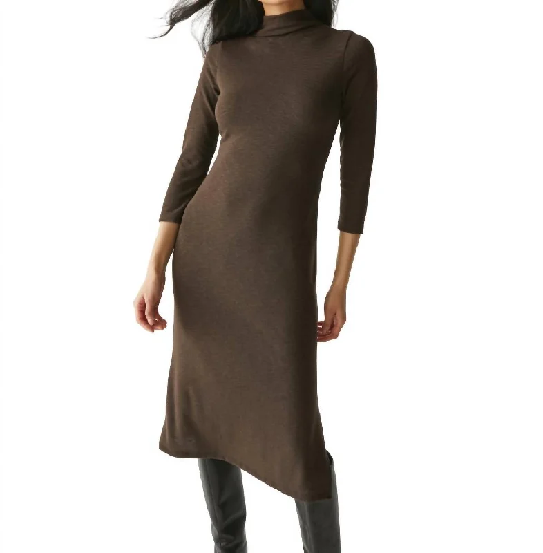 Your Shopping Spree Starts Here!Justine Mock Neck Midi Dress In Java