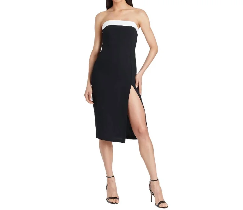 Save Up to 50% Off!Keller Strapless Midi Dress In Black/ivory