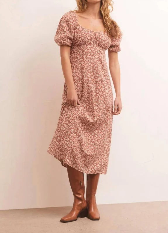Your Dream Deal is Here!Kiera Floral Midi Dress In Brown