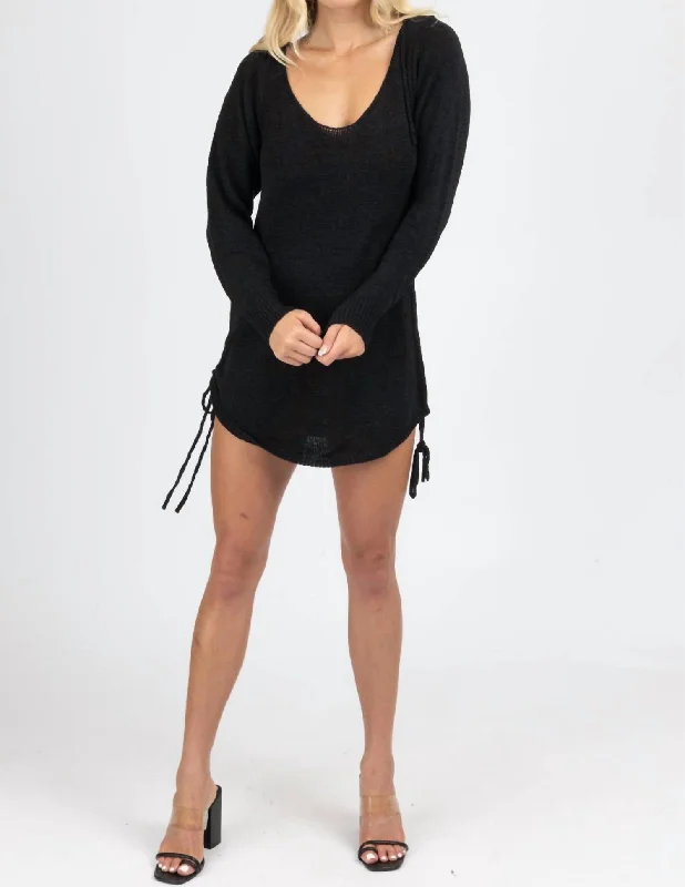 Shop the Hottest Deals!Knit Scoop Back Mini Dress In Black