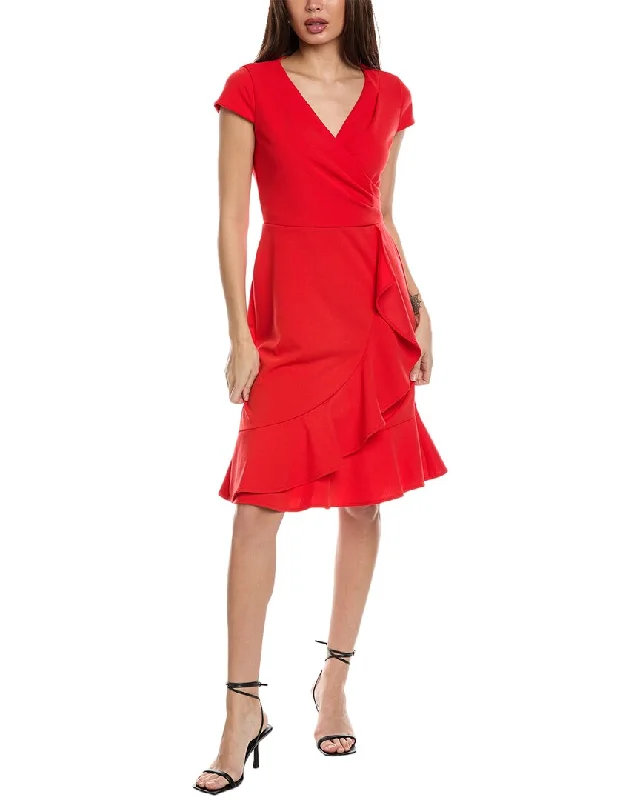 Shop Now and Save!London Times Wrap Cascade Midi Dress