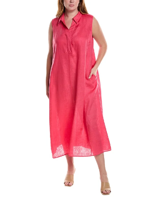 Limited Edition, Limited Price!Marina Rinaldi Plus Dicitura Linen Midi Dress