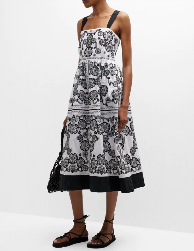 Incredible Savings Inside!Mel Embroidered Midi Dress In White/black