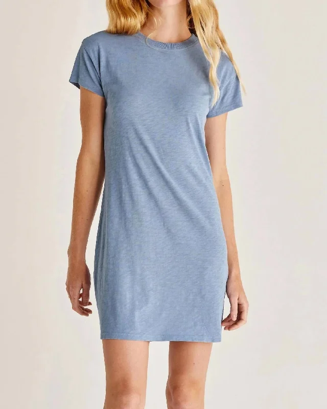 Limited Time Offer!Modern Crew Slub T-Shirt Mini Dress In Ocean