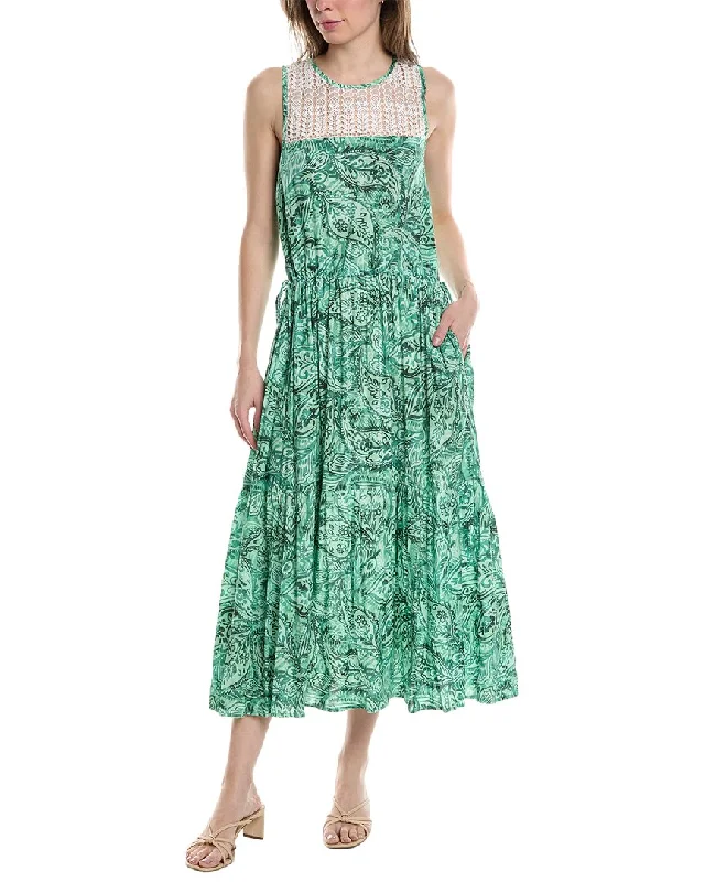 Limited Time Offer!Monte and Lou Elation Lace Yoke Midi Dress