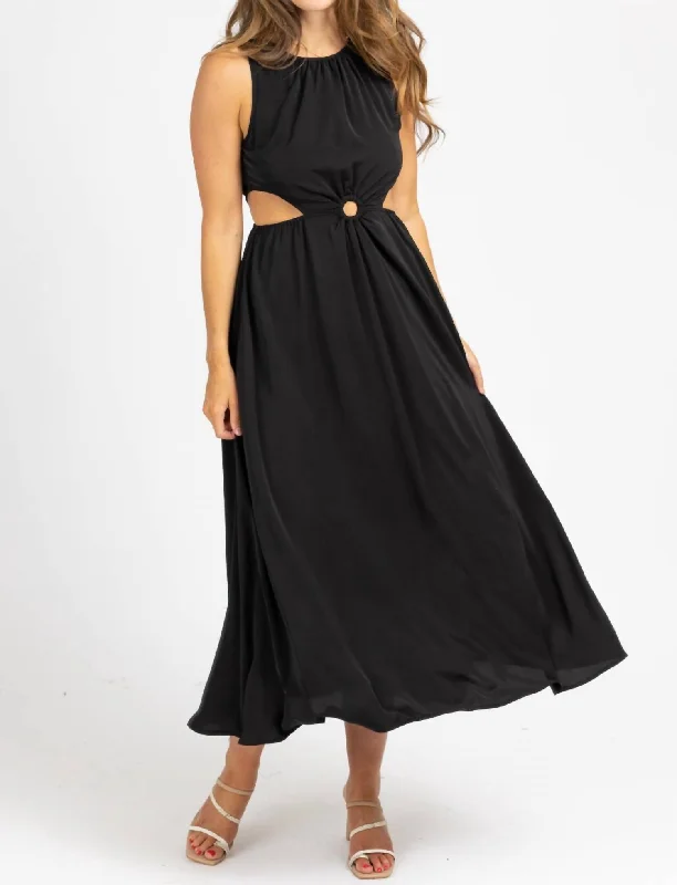 Save More with Every Purchase!O-Ring Open Side Midi Dress In Black